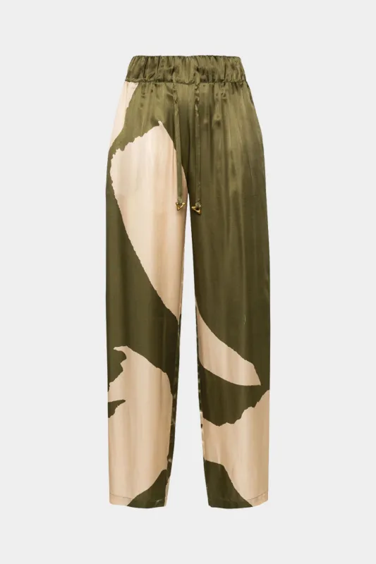 Kontrast satin ruched slips front lomme bukser sold by Micas