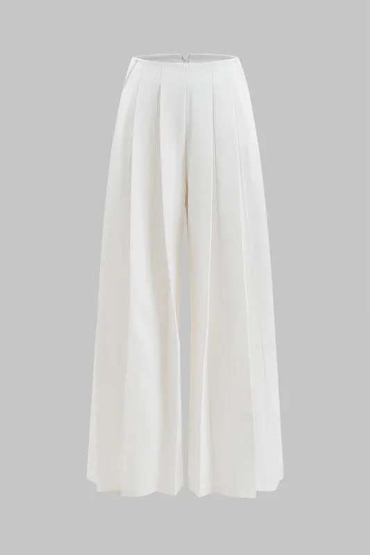 Pleated Zipper Wide Leg Trousers sold by Micas