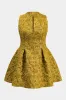 Plus størrelse jacquard plisseret lynlås ærmeløs mini kjole sold by Micas