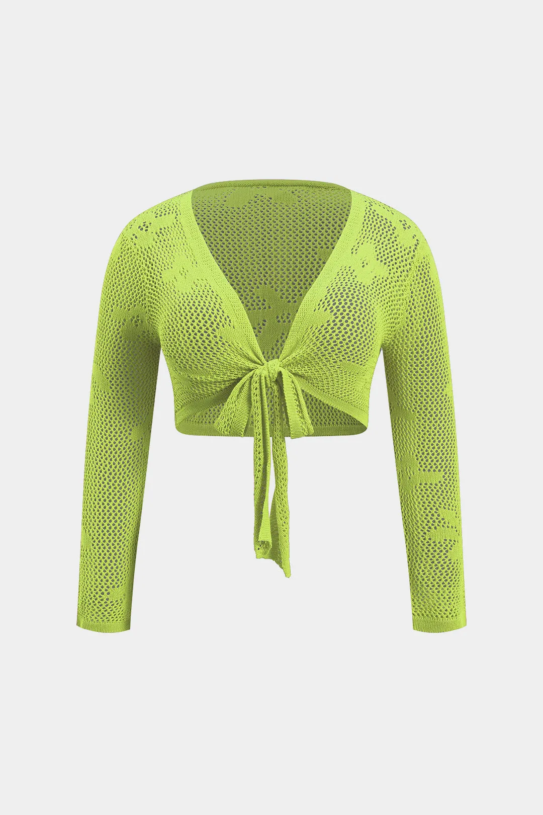 Plus størrelse strik blomster mønster ruched udskåret slips foran langærmet top sold by Micas