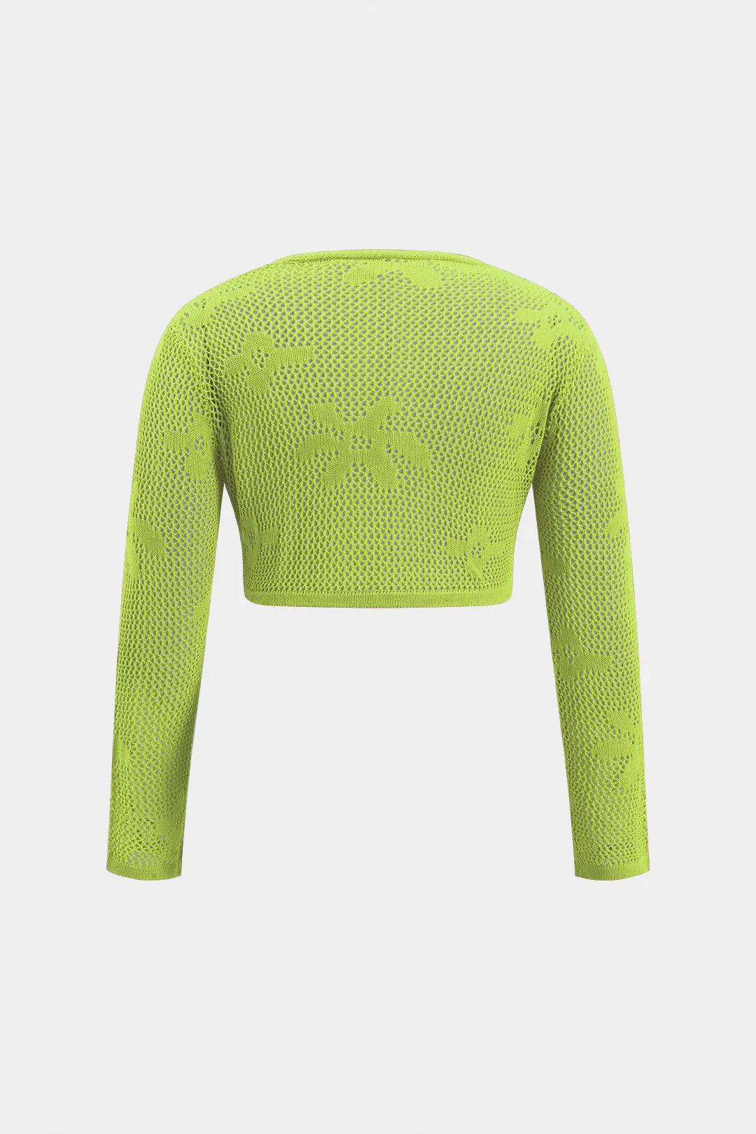 Plus størrelse strik blomster mønster ruched udskåret slips foran langærmet top sold by Micas product image thumbnail 2