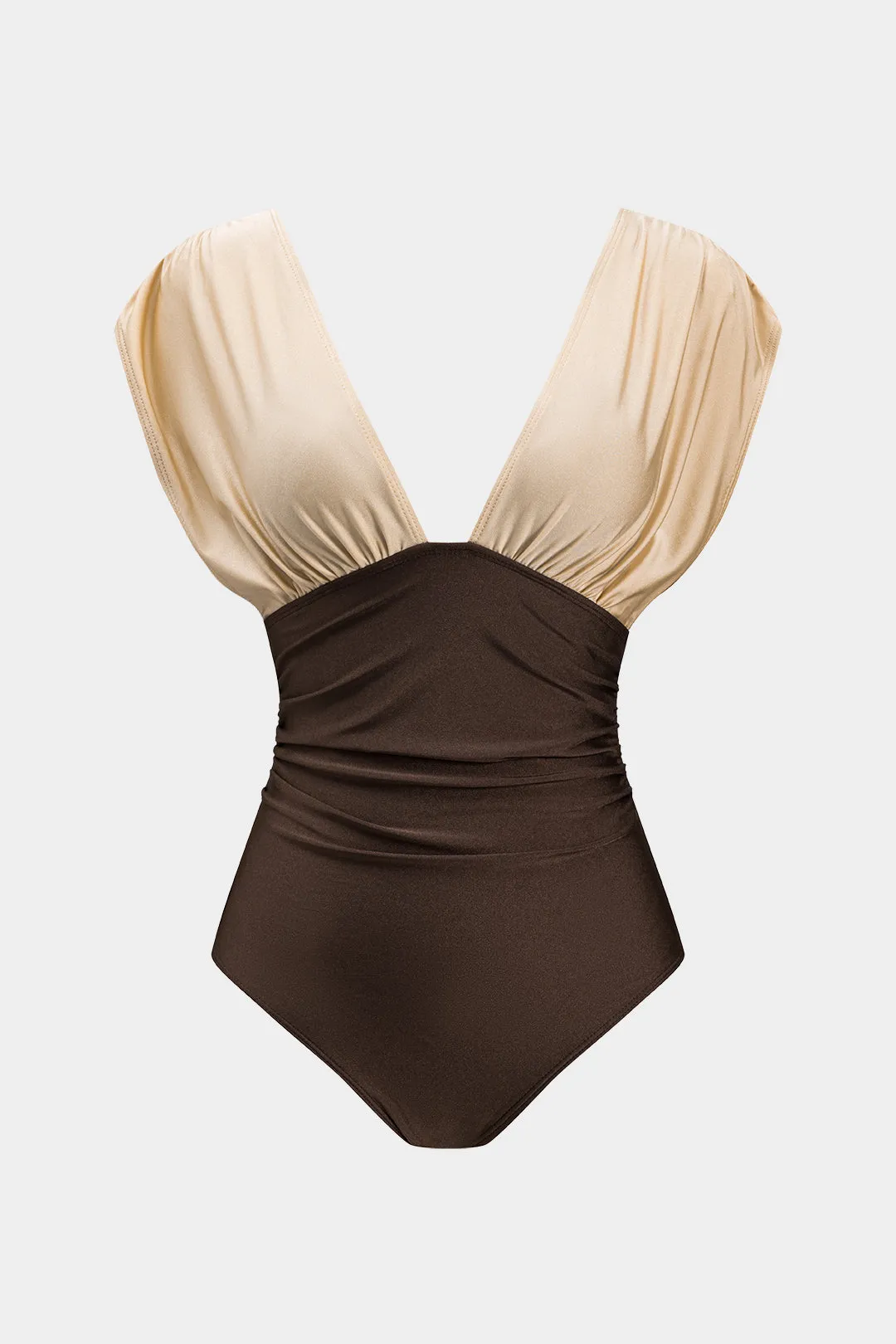 Kontrast Ruched Tummy Control I Swimsuit i ét stykke med bindingsbikini top sold by Micas product image thumbnail 4