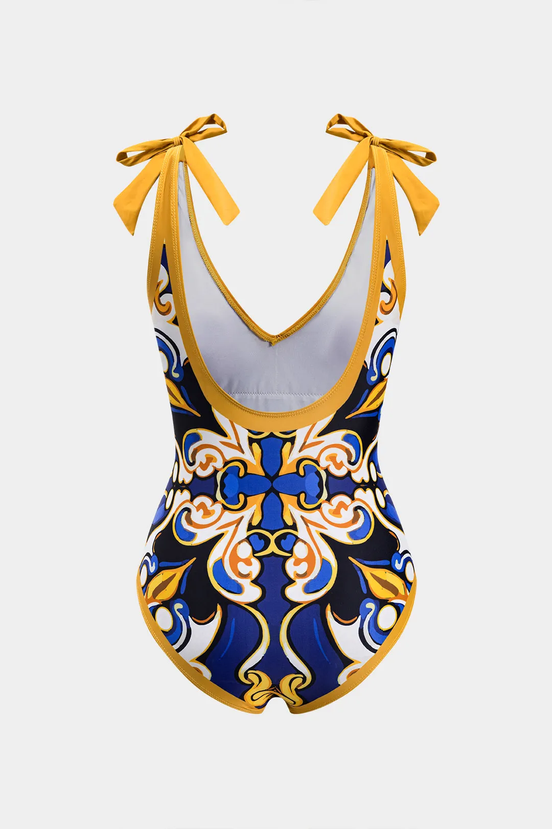 Bohemsk print Tie op rygfri mave kontrol Badetøj og Ruched Tie Front Cover Up Set sold by Micas product image thumbnail 3