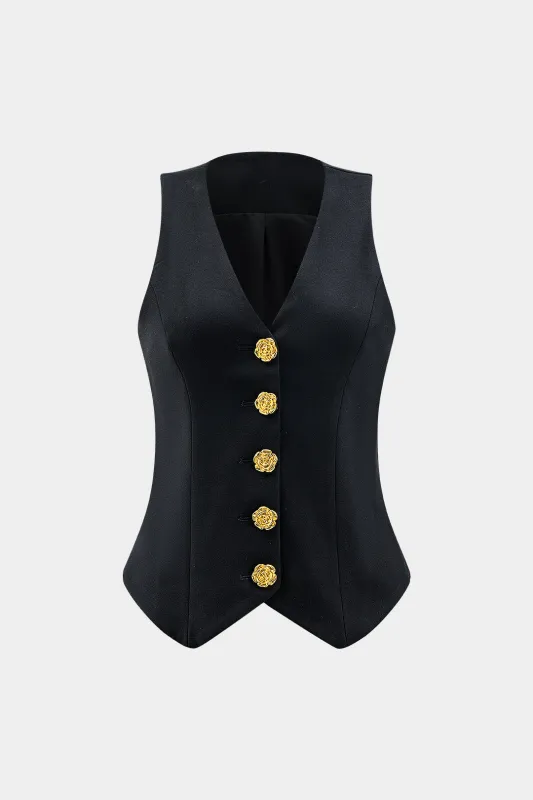 Metal plisseret knap tank top sold by Micas