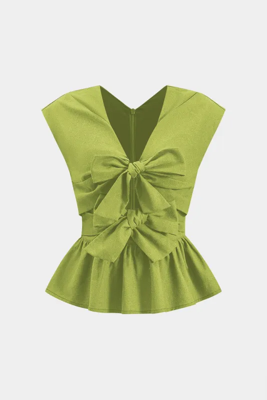 Ruched Tie Front Zipper Tank Top sold by Micas