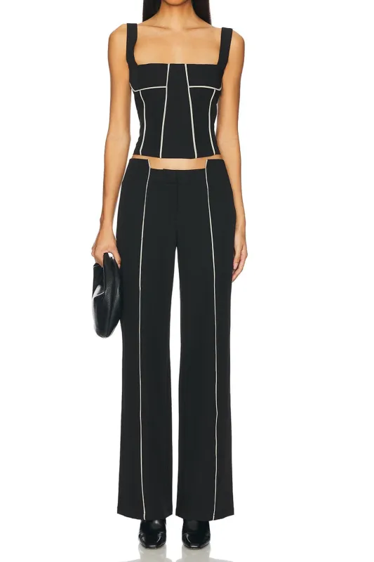 Contrast Corset Tank Top And Wide Leg Trousers Set sold by Micas