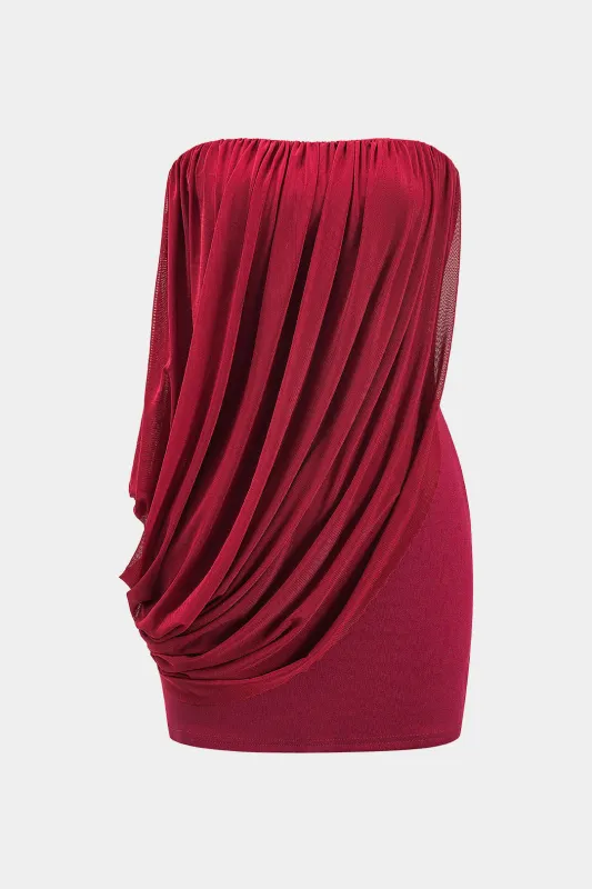 Mesh Ruched Stropless Mini Dress sold by Micas