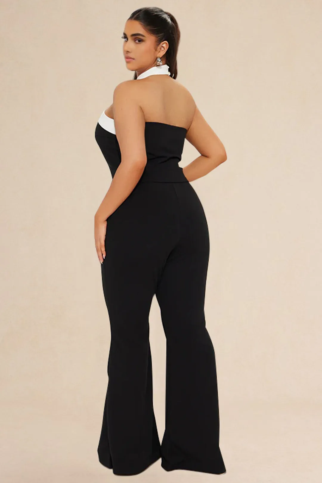 Contrast Plus Size Patchwork Backless Trousers Set sold by Micas product image thumbnail 2