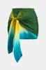 Plus størrelse ombre print satin ruched tie knude lynlås nederdel sold by Micas