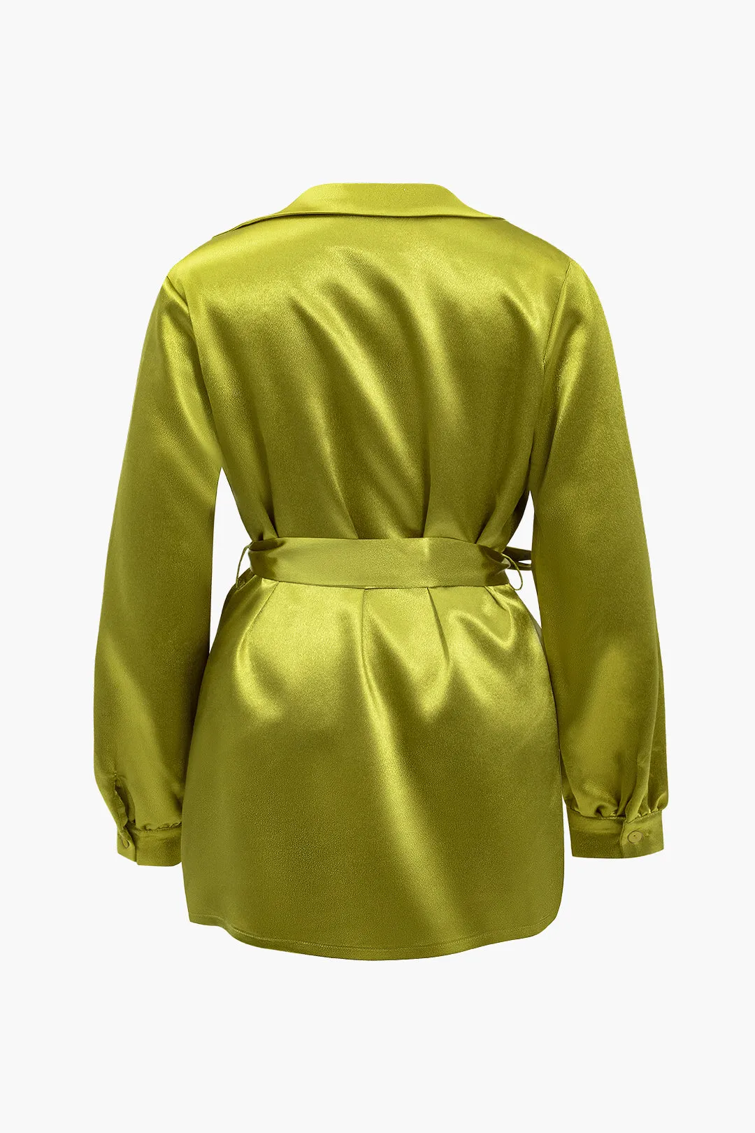 Plus størrelse satin slips foran langærmet mini kjole sold by Micas product image thumbnail 2