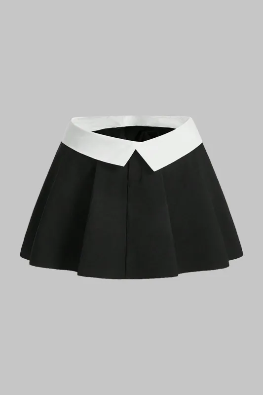 Plus Size Contrast Pleated Patchwork Skirt sold by Micas