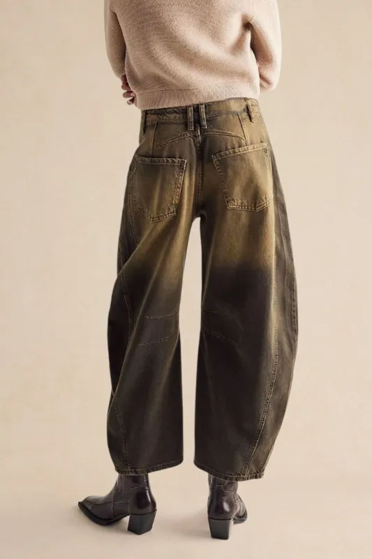 Denim knap lomme brede ben jeans sold by Micas