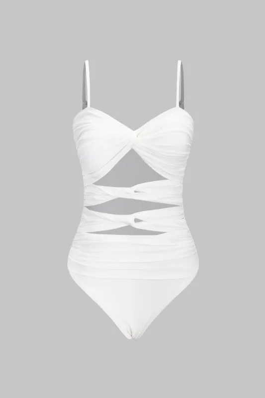 Ruched Twist Knot Cut Out Slip Tummy Control I ét stykke badedragt sold by Micas