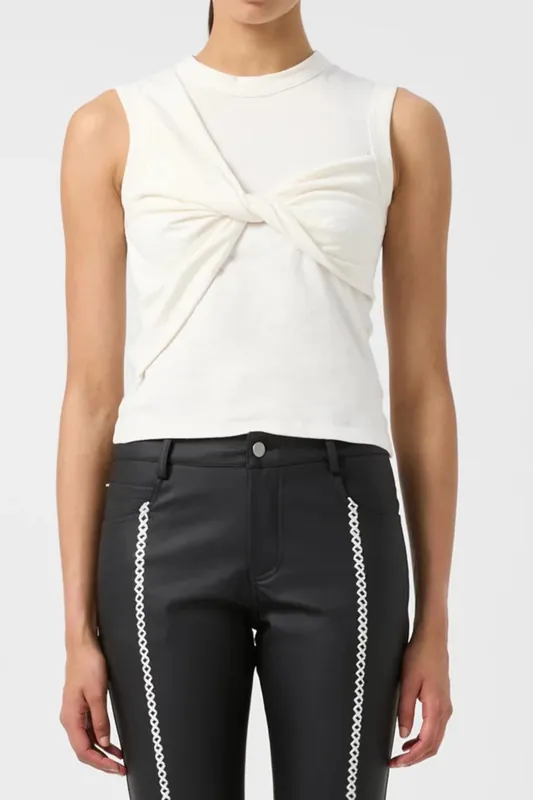 Solid Ruched Twist Knot Tank Top sold by Micas