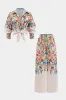 Blomsterprint Ruched Button Shirt og Wide Leg Bukser sæt sold by Micas
