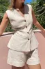 Linned Ruched Button Tie Back Top and Shorts Set sold by Micas