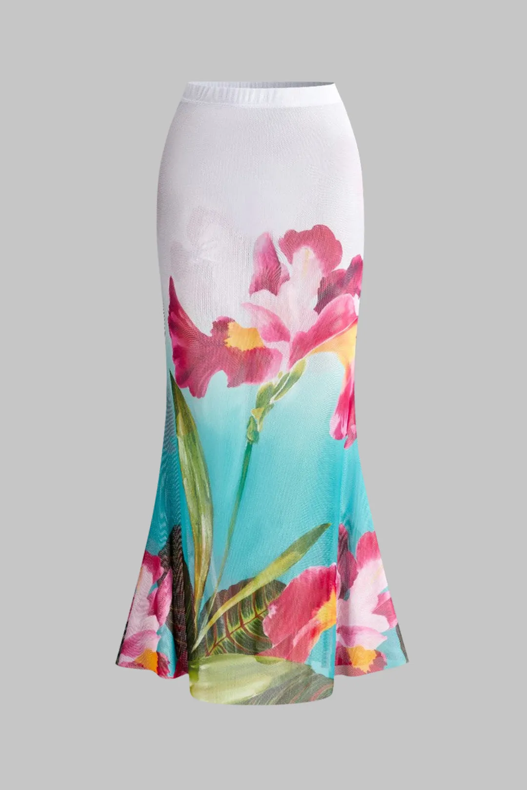 Blomsterprint Mesh Ruffle Nederdel sold by Micas