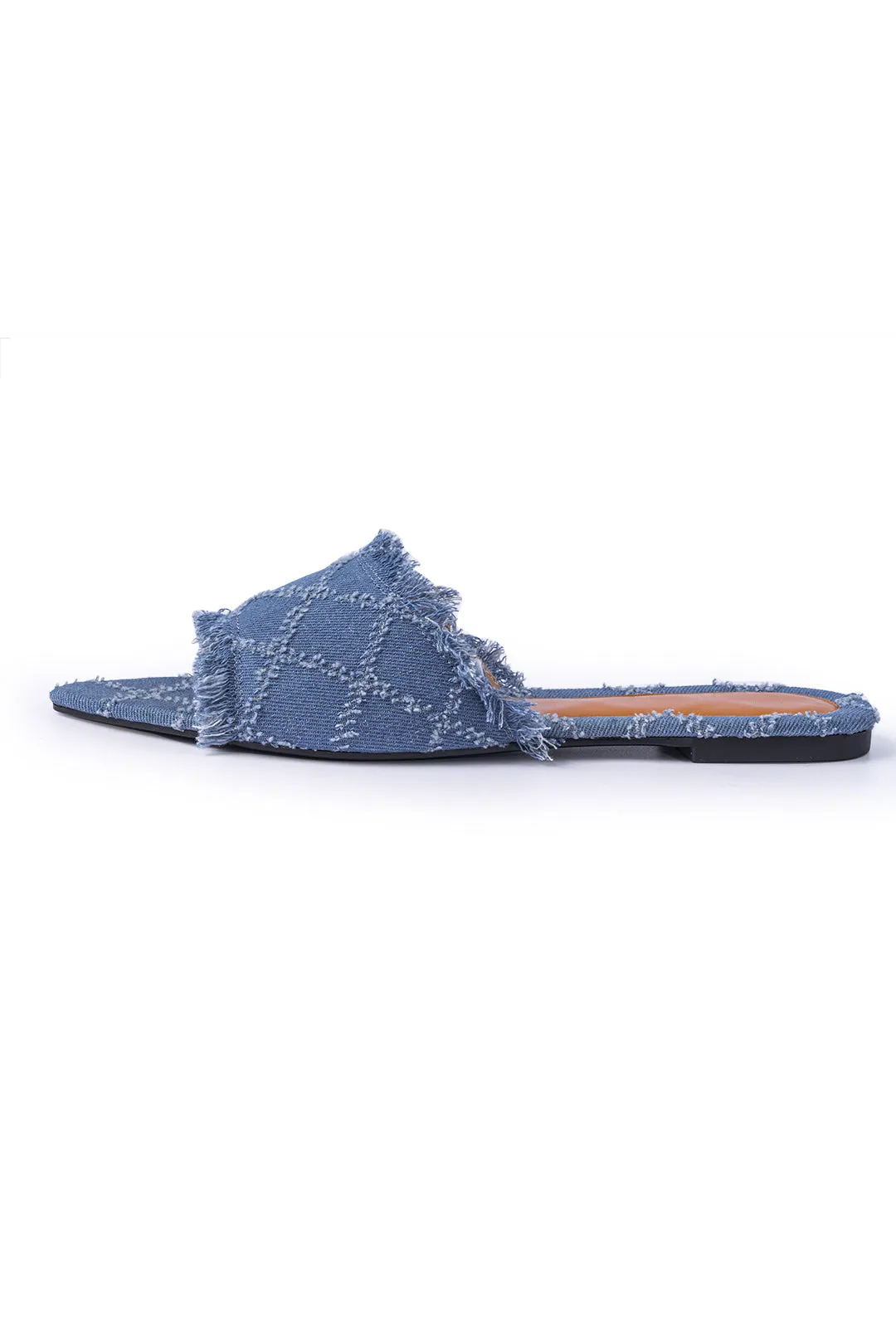Denim Fringe Point Toe fladt hjemmesko sold by Micas product image thumbnail 4