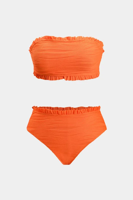 Plus størrelse solid ruffle bikini sæt sold by Micas