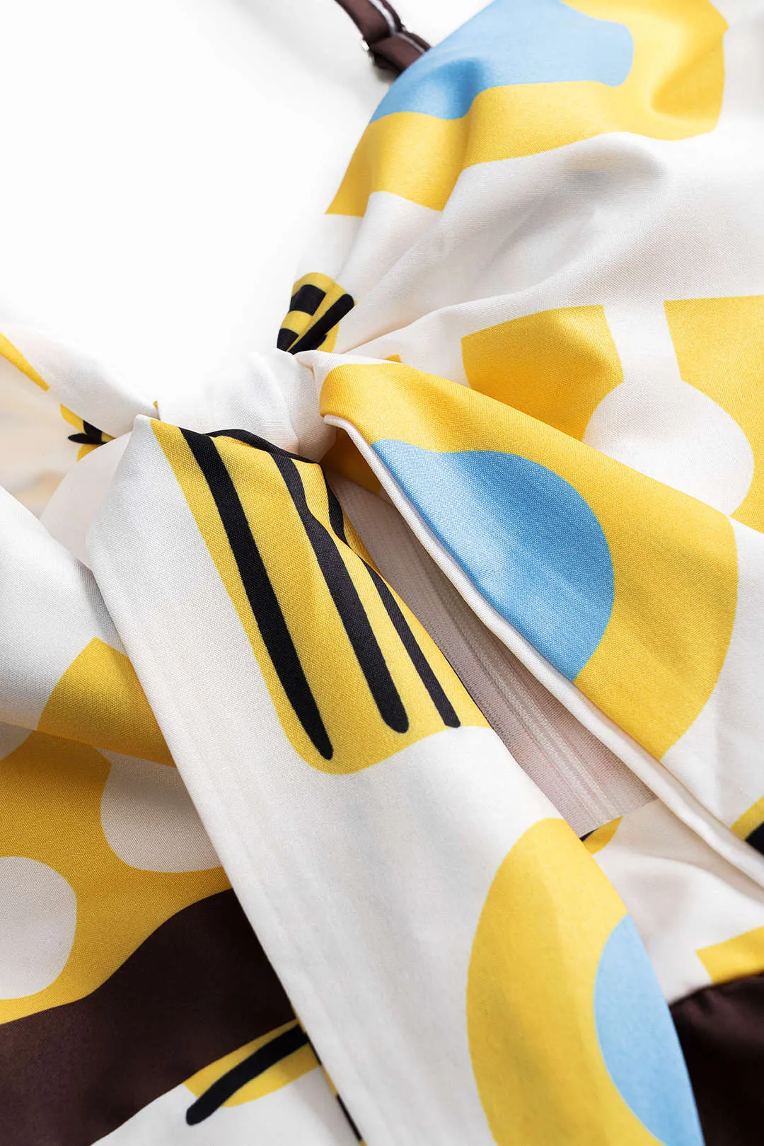 Abstrakt print Ruched Tie Front Slip Jumpsuit sold by Micas product image thumbnail 3