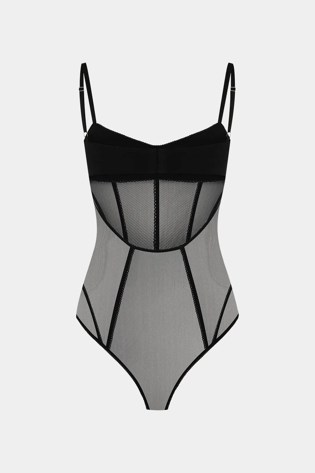Satin Mesh Patchwork Backless Corset Slip Bodysuit sold by Micas product image thumbnail 2