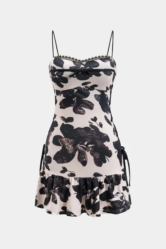 Blomsterprint blonder bue ruched slip mini kjole sold by Micas