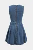 Denim plisseret knap lynlås ærmeløs kjole sold by Micas