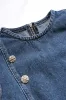 Denim plisseret knap lynlås ærmeløs kjole sold by Micas