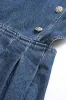 Denim plisseret knap lynlås ærmeløs kjole sold by Micas