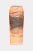 Ombre Print Mesh Ruched nederdel sold by Micas