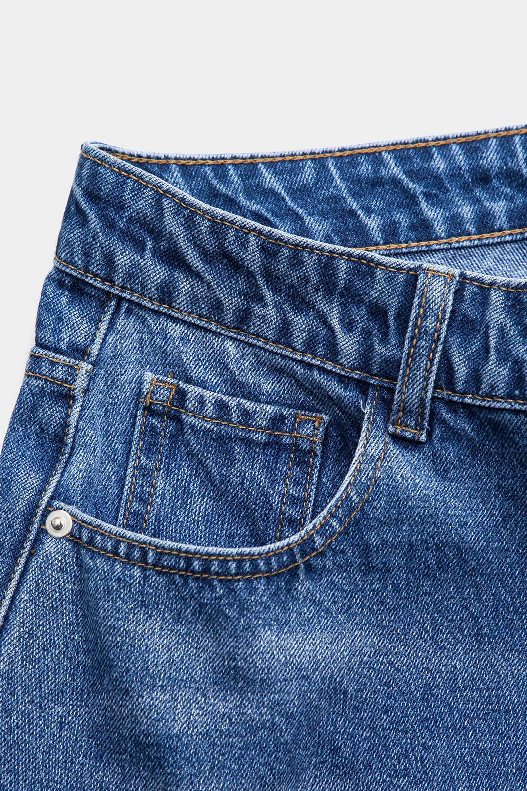 Denim frynse knap lomme brede ben jeans sold by Micas product image thumbnail 3