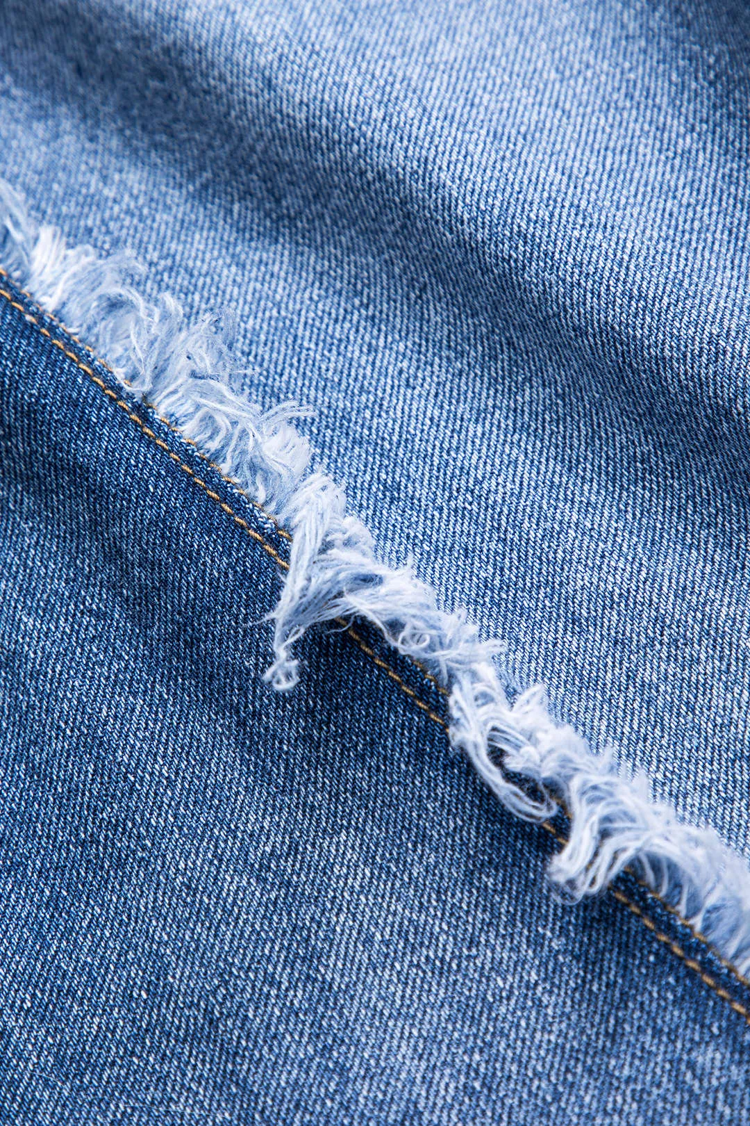 Denim frynse knap lomme brede ben jeans sold by Micas product image thumbnail 4