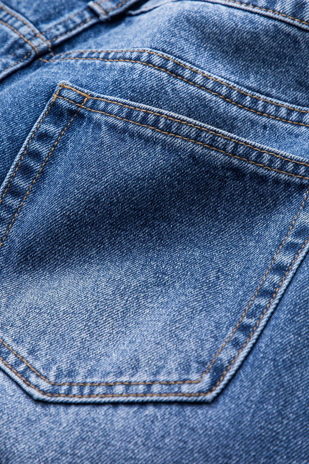 Denim frynse knap lomme brede ben jeans sold by Micas product image thumbnail 5