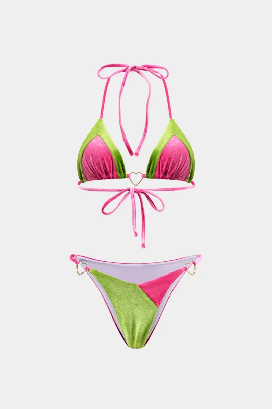 Velvet Metallic Patchwork Bikini Set sold by Micas