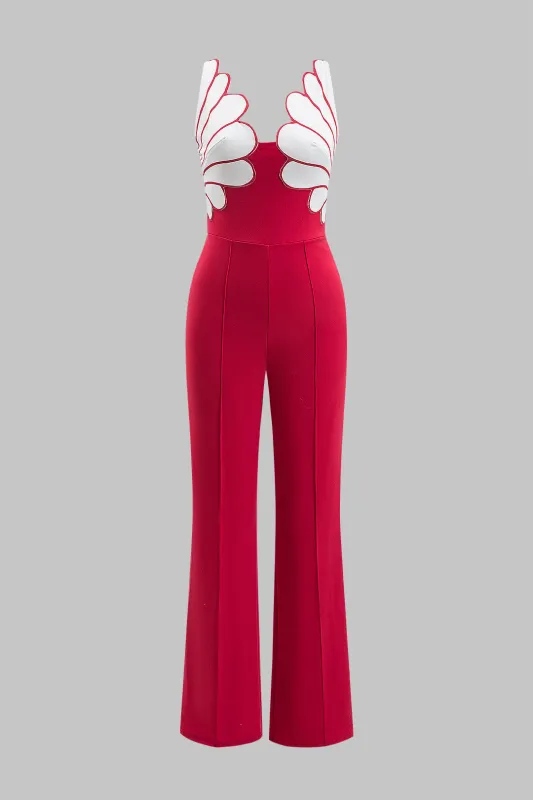 Patchwork V-hals jumpsuit sold by Micas