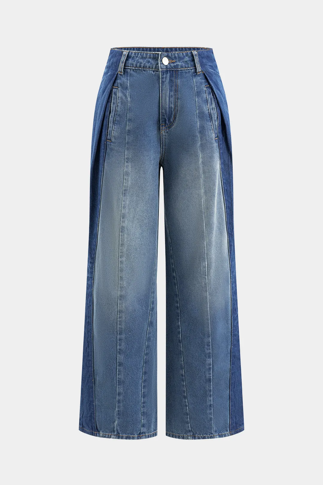 Denim falmede brede ben ruched jeans sold by Micas