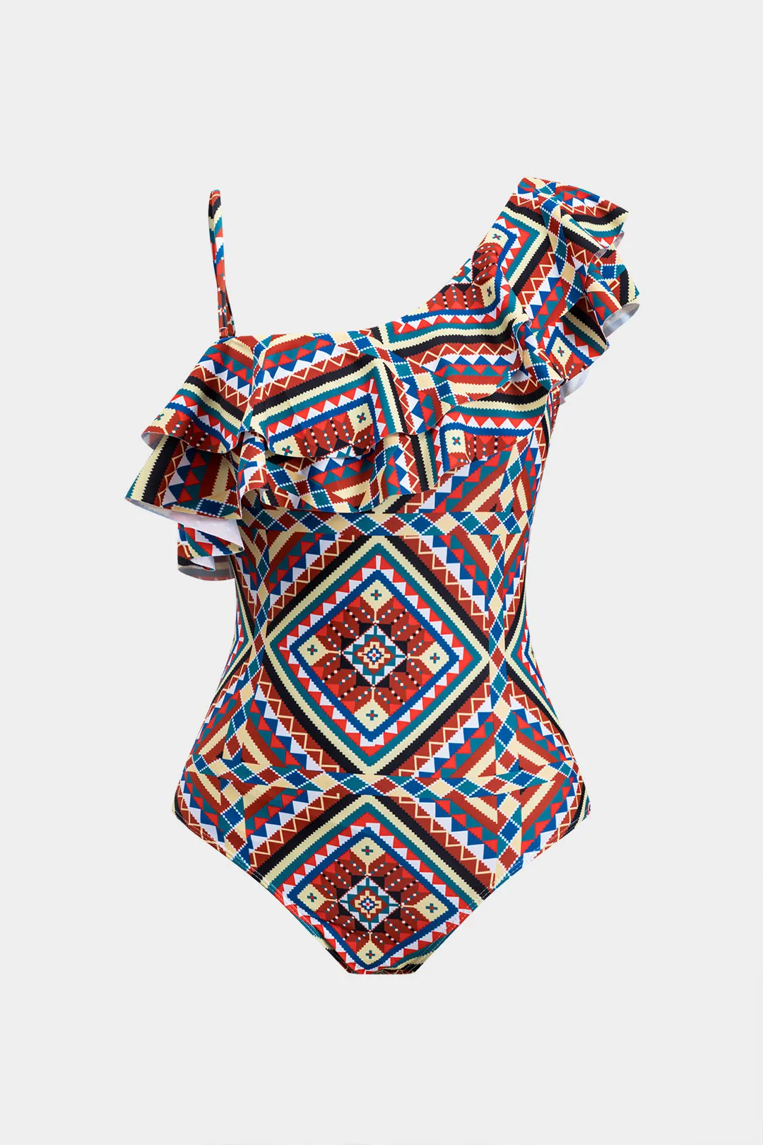 Geometrisk print chiffon ruffle badetøj sæt sold by Micas product image thumbnail 2