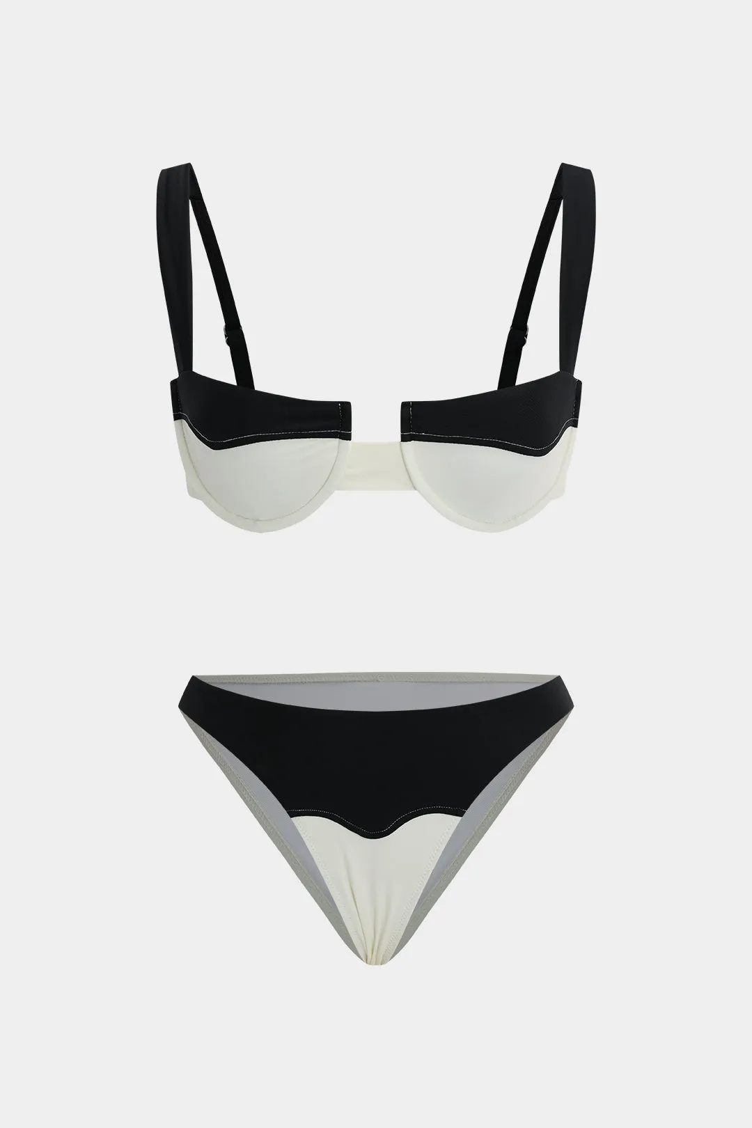 Kontrast Ruched Patchwork Bikini Set sold by Micas