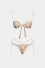 Mesh Embroidery Ruched Tie Up Bikini Set sold by Micas