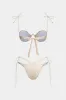 Mesh Embroidery Ruched Tie Up Bikini Set sold by Micas