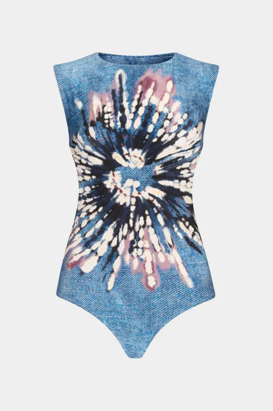 Abstrakt udskrivning udskåret ærmeløs bodysuit sold by Micas