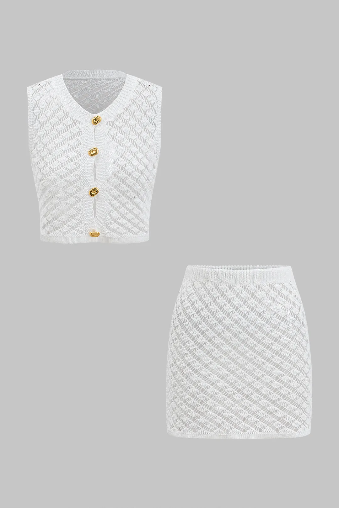 Skær designvest og nederdel sæt sold by Micas