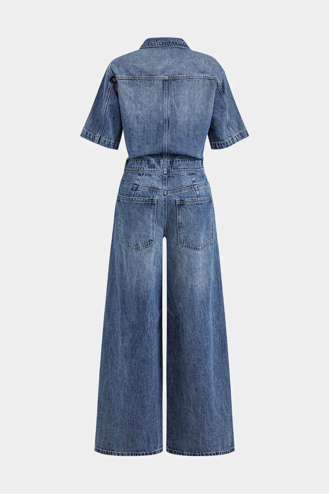 Denim knap lomme kortærmet jumpsuit sold by Micas product image thumbnail 2
