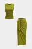 Tank top og ruched twist knude nederdel sæt sold by Micas