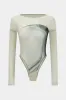 Abstrakt print mesh langærmet bodysuit sold by Micas