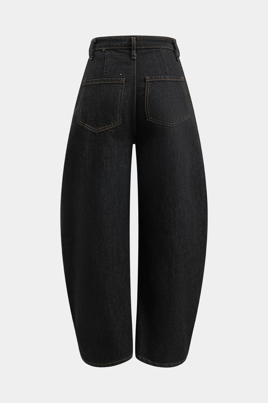 Brevprint denim Høj talje flettet brede ben tønde jeans sold by Micas product image thumbnail 2