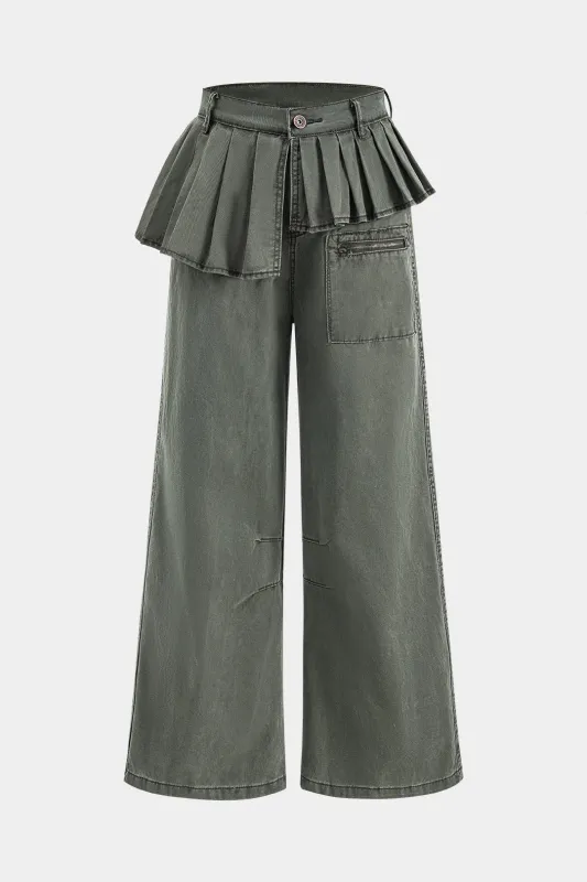 Denim lige ben brede ben jeans sold by Micas