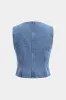 Denim -knap Bustier firkantet halsafgrøde top sold by Micas