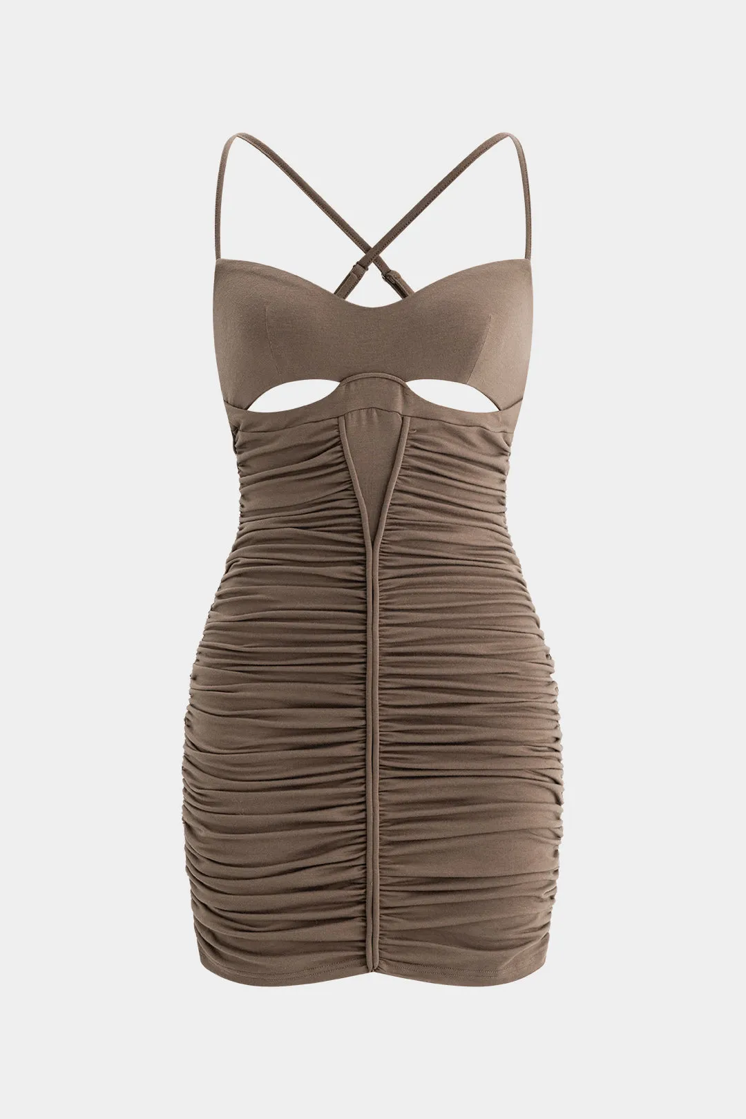 Ruched Slip Hollow Out Sleeveless Mini Dress sold by Micas