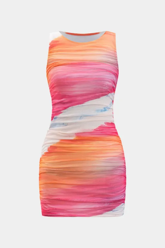 Abstrakt ombre print ærmeløs mini kjole sold by Micas